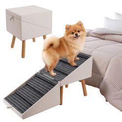 Open-Box New Ziluce 2-in-1 Foldable Dog RampPet Steps 21.06 High No-Slip Surface - Apricot.