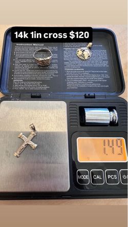 14K Gold 1in Crucifix Cross Pendant