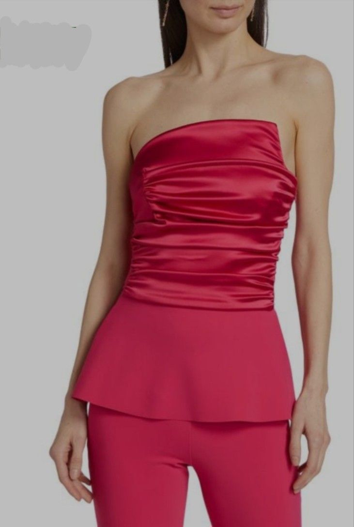 Chiara Boni La Petite Robe Perma Strapless Satin Top, Pink Size 8( Brand New)