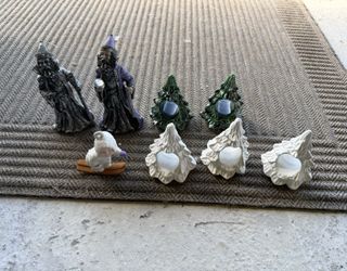 Fantasy Wizard Figurines Lot with Candle Holders