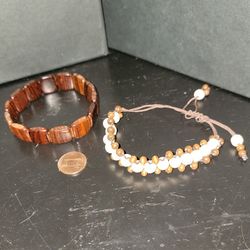 Set Of 2 Brown Bracelets - Natural Colors