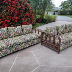 Two Tropical Themed Sofas
