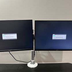 Dual Monitors With Arm Setup