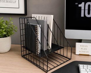 Black Metal Wire Desktop File Organizer