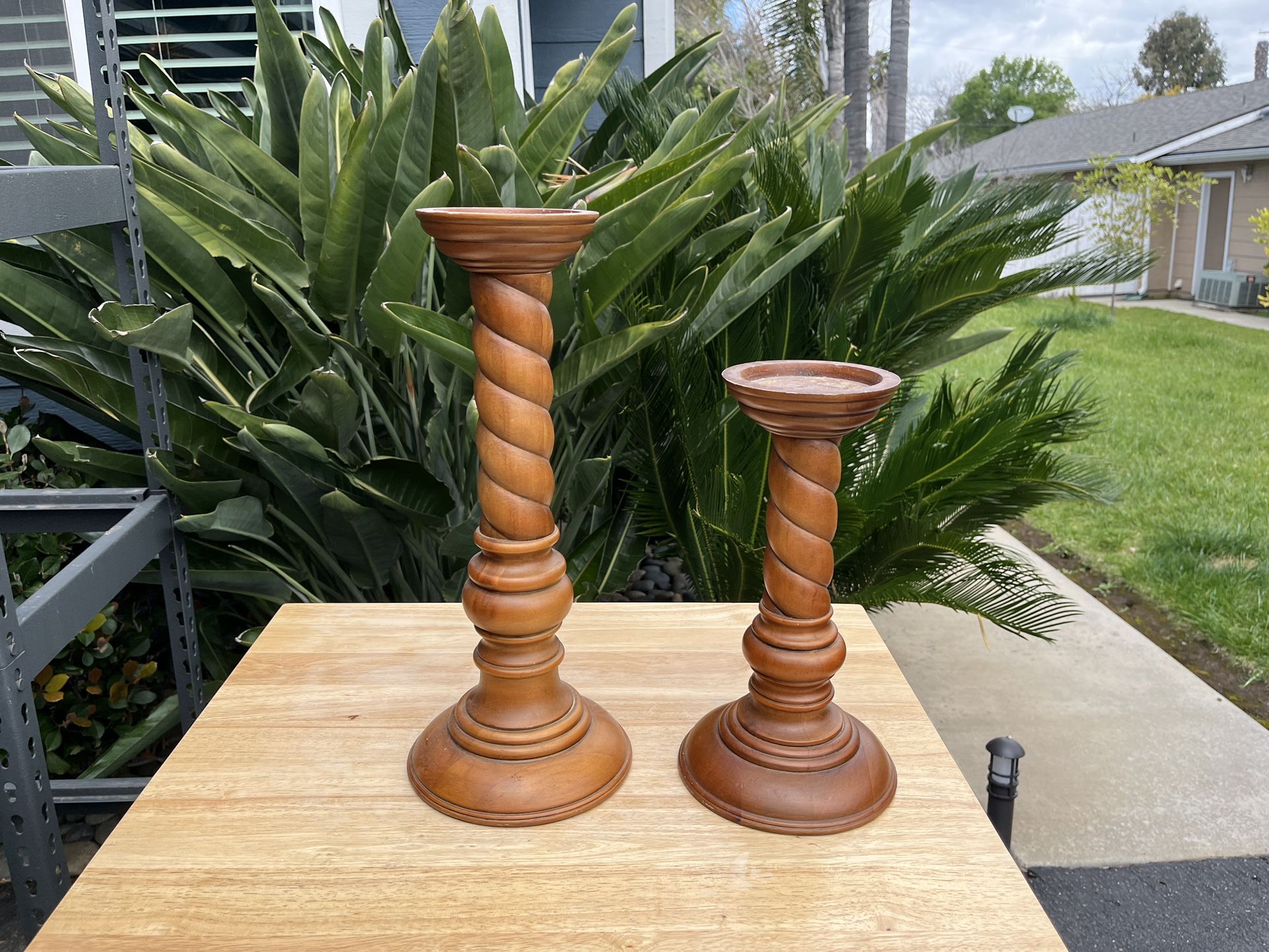2 Wooden Candle Holders