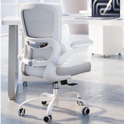 Office Chair with Adjustable and Flip-up Armrests (White)