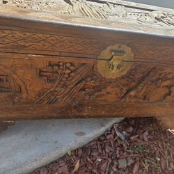 Early 20th-century Chinese carved camphor wood chest