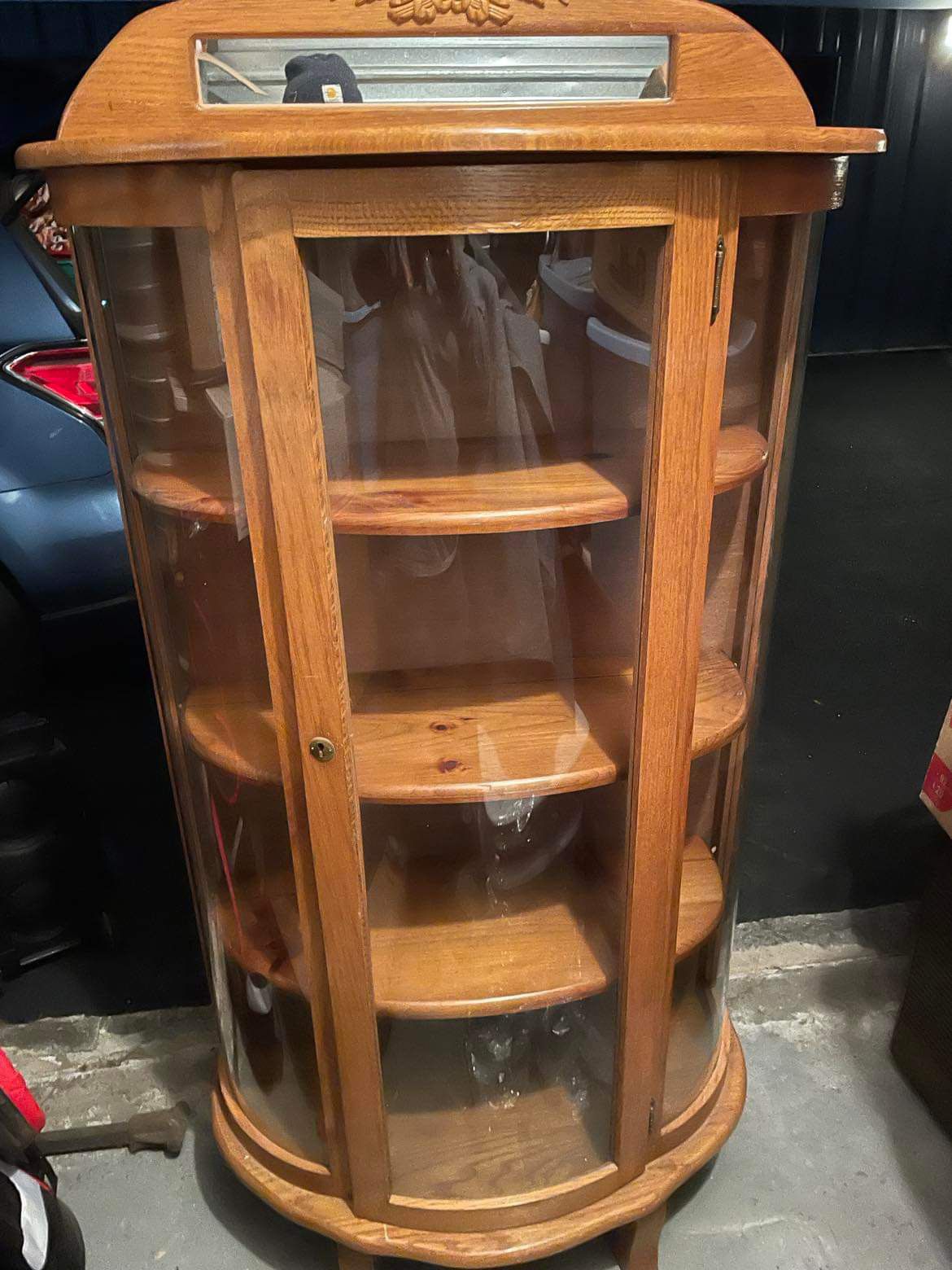 Vintage oak curio cabinet 