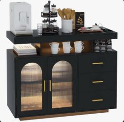BRAND NEW - Sideboard Cabinet with RGB LED Lights, Wireless Charging, USB Ports & Motion Sensor