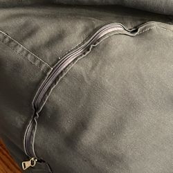 Bean bag chair with washable gray khaki cover. Almost new