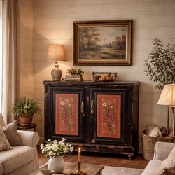 Vintage Salvaged Buffet Cabinet/ Kitchen Island/ Entertainment Sideboard