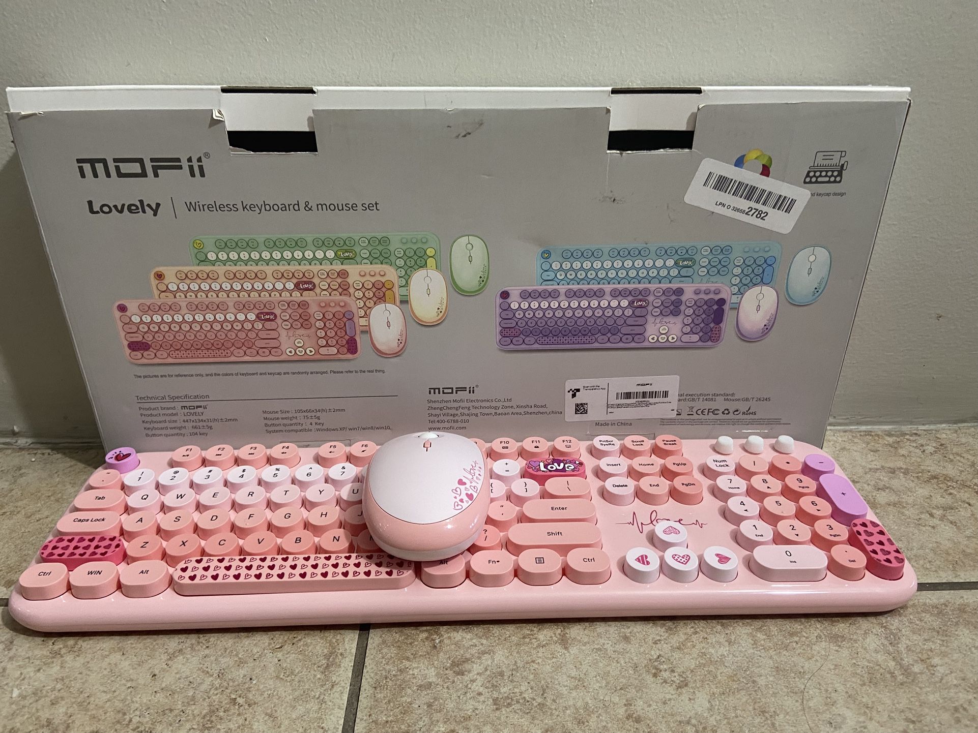 Mofii Retro Wireless Keyboard and Mouse - Pink