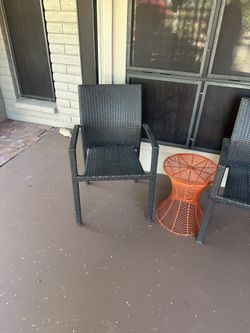 Outdoor Chairs and Orange table