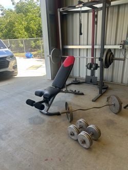 Home Gym Set with Bench, Rack, and Weights