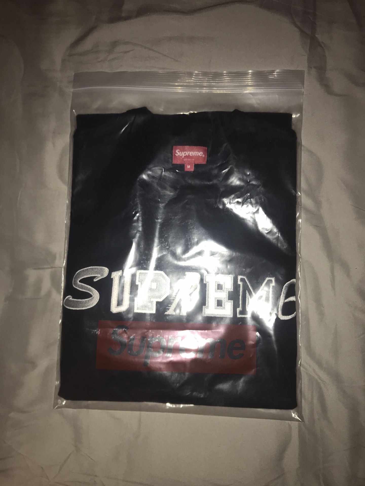 Supreme Collage Logo S/S Top Black Size Medium with proof of purchase