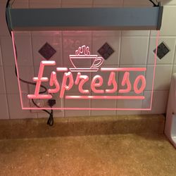 Espresso, light up coffee sign