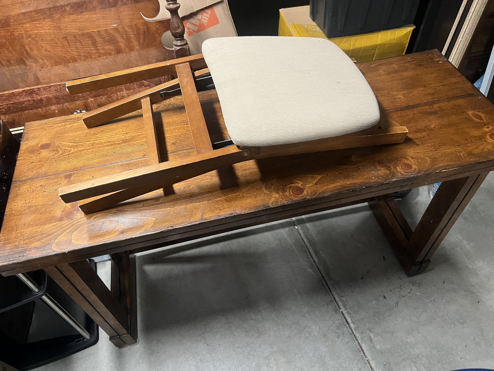 Klaussner Multifunctional Folding Dining Table And Stakmore Wood Upholstered Folding Dining Chairs