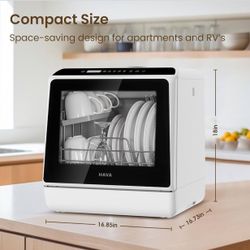 HAVA Countertop Dishwasher, 6 Programs Portable Dishwashers with 5L Built-in Water Tank, No Hookup Needed, Baby Care & Air-Drying Function for Apartme