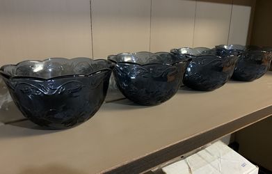 Princess House Fantasia 5311 Sapphire Blue Crystal Glass Soup Bowl 5-1/2"