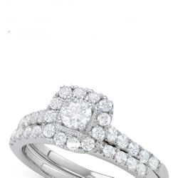 Diamond Halo Bridal Set 