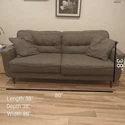 80" Gray Fabric Sofa