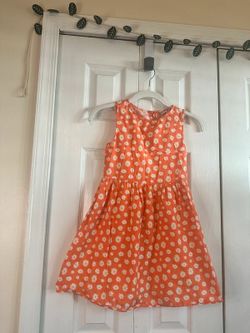 LC Waikiki orange dress with daisies, size 7-8