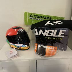 BRAND NEW TRIANGLE Kids Motorcycle Helmets Youth Size Medium Full Face Helmet Lightweight with 2 Visors DOT Approved Also Comes With Bag