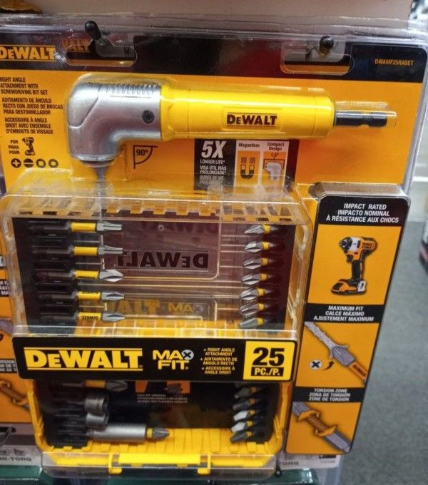 DEWALT RIGHT ANGLE ATTACHMENT WITH SCREWDRIVER BIT SET