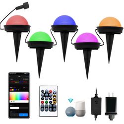 Smart Outdoor Pathway Lights Waterproof, 50FT 25Pack Ground Lights Remote & App Control, Color Changing Walkway Lights Compatible with Alexa Halloween