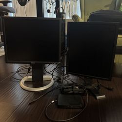Dual Computer Monitors and Docking Station For Sale