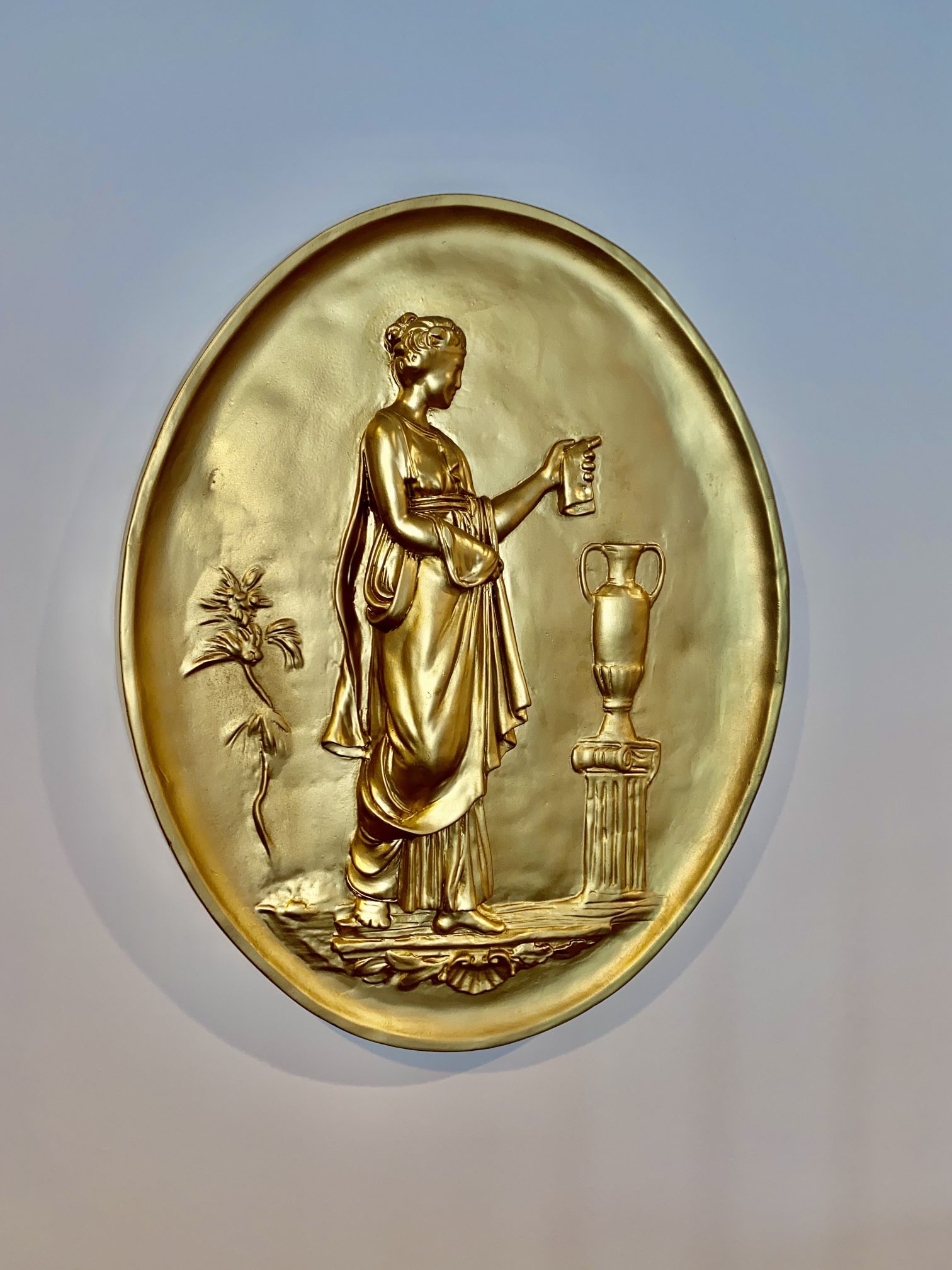 Vintage Handcrafted Golden Plaster 3-D Medallion Greek Goddess Wall Art Deco 31x24” by EMPIRE