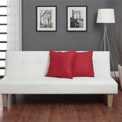 White faux Leather Futon/Couch/bed