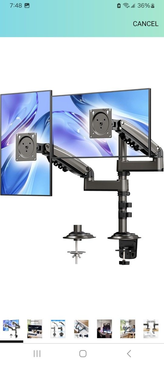 Gas Spring Dual Monitor Stand $50