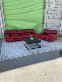 Vintage Italian Mid Century Modern Leather Couch Sofa Chair Set