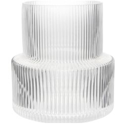 Glass Vase - Clear Ribbed Vase - Fluted Flower Vase For Modern Home Décor