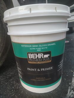 BEHR ultra semi gloss pure white 5gal. - UN-OPENED BRAND NEW