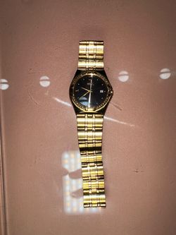 Citizen Gold-Tone Watch with Black Dial and Date