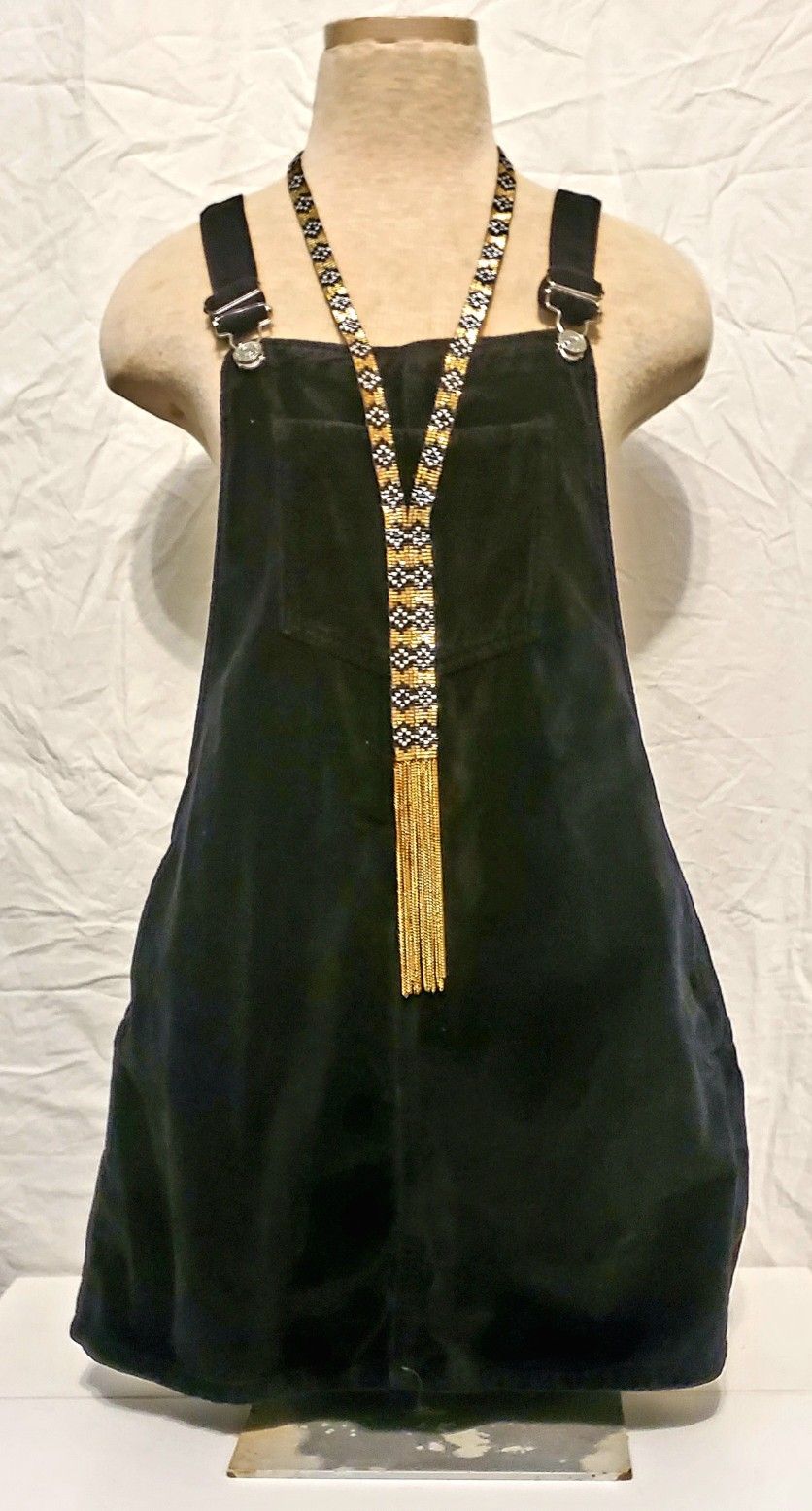 Topshop Dresses / Topshop Moto Velvet Overall Mini Dress In Black / Size 6