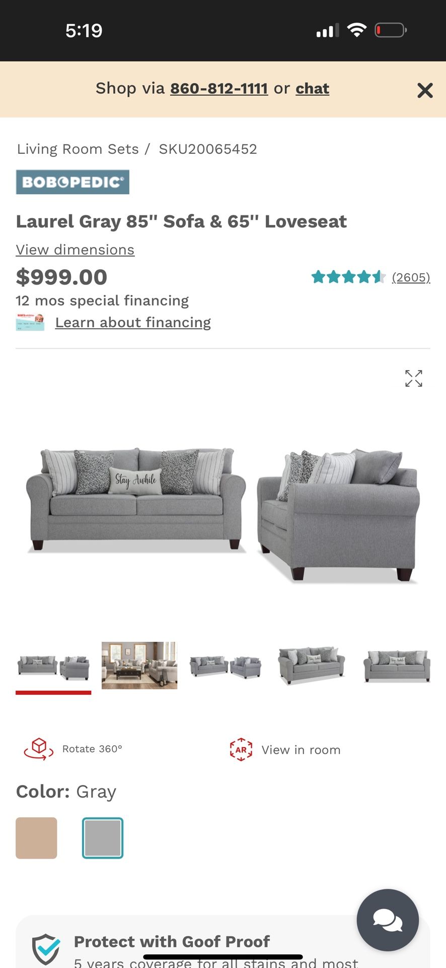 Bob’s Lauren living Room Set