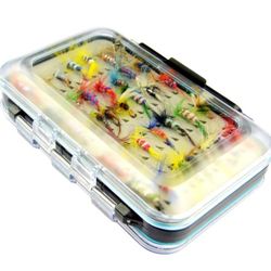 Fly Fishing Tackle Box With 64 Flies