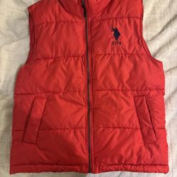 U.S. Polo Assn. Puffer Vest w/Hoodie (Men's - Size M - Red)
