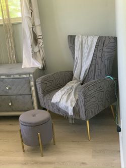 Velvet Chair And Ottoman