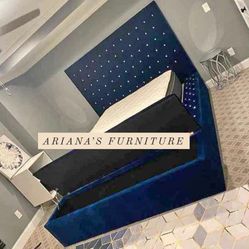 New Blue Velvet Queen Size