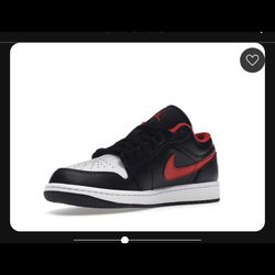 Size 15 Nike Men Air Jordan 1 Low Shoes  Black Red White