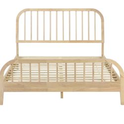 DG Casa Wesley Solid Wood King Size Bed Frame - Mid Century Modern Style, Platform with Spindle Headboard and Footboard