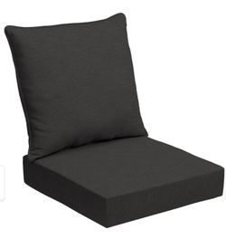 24-in x 24-in Ink Charcoal Black Deep seat patio chair cushion