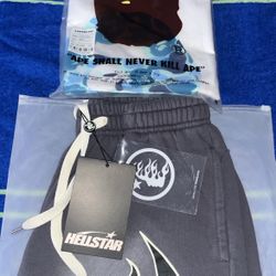 Hell Star Shorts + Blue Bape T Set (with Tags)