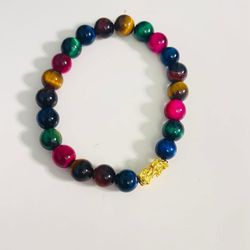18K Real Gold Piyao Bracelet Mix Tigers Eye