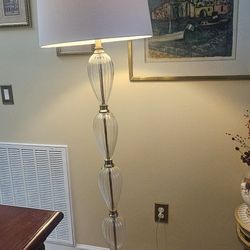 Beautiful Brass And Blown Glass Floor Lamp