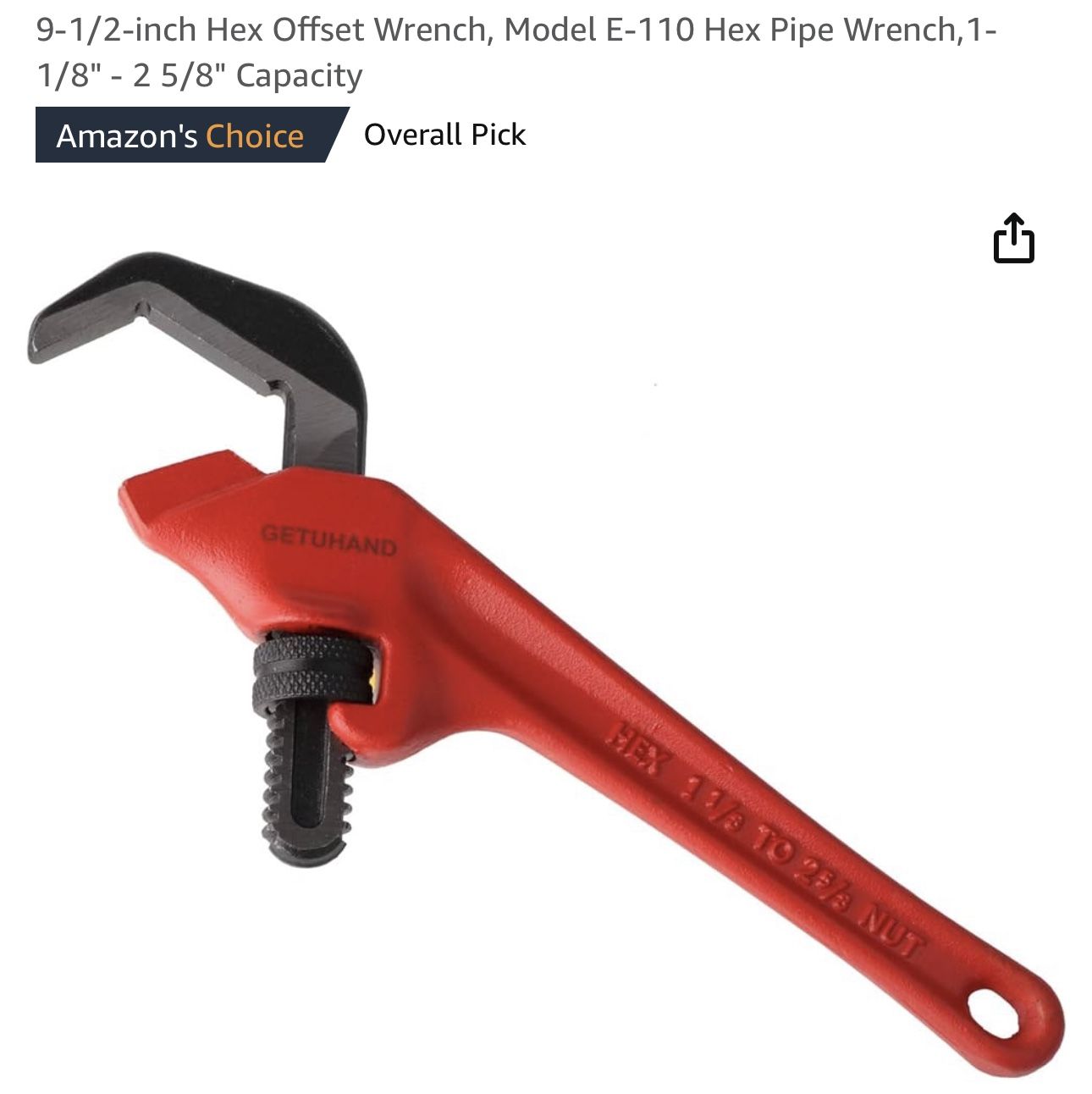 9.5” Hex Offset Wrench, New